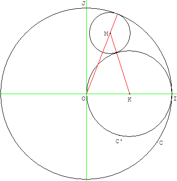 Cercle tangent à deux cercles tangents