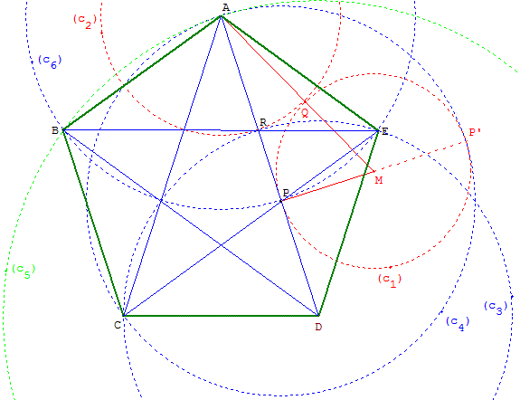 Pentagone : longueur d'un côté situé sur une diagonale
