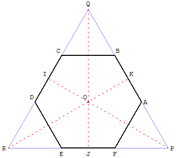 Hexagone par pliage d'un triangle équilatéral