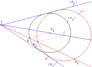 Un cercle tangent à deux droites