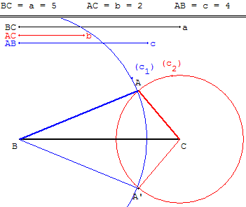 Construire un triangle connaissant trois côtés