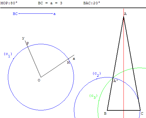Triangle isocèle ayant des angles à la base de 80 degrés