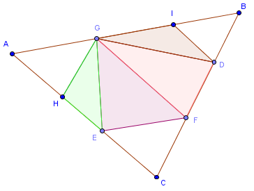 Six fléchettes sur les côtés d'un triangle