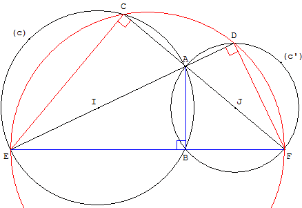 Diamètres de deux cercles sécants