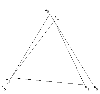Trinagle inscrit dans un triangle