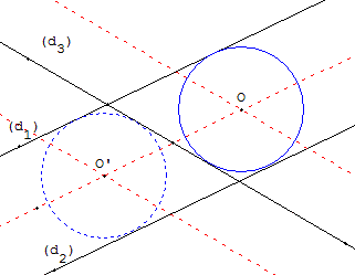 Cercle tangent à 3 droites dont deux sont parallèles