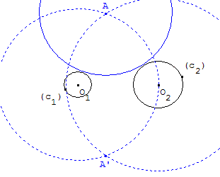 Cercle de rayon donné tangent à deux cercles - cas 1