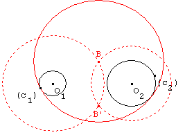 Cercle de rayon donné tangent à deux cercles - cas 2