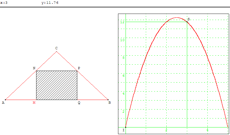 Aire d'un rectangle inscrit dans un triangle
