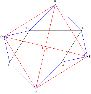 Quatre triangles rectangles isocèles autour d'un parallélogramme