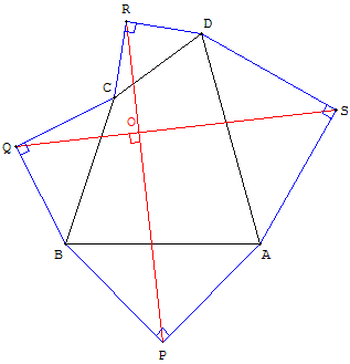 Quatre triangles rectangles isocèles autour d'un quadrilatère