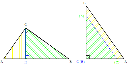 similitude des triangles rectangles BAC et BCH