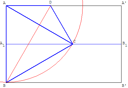 Triangle ayant pour côté, la largeur de la bande