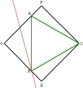 Triangle équilatéral inscrit dans un carréconstruit par une rotation d'angle 60°