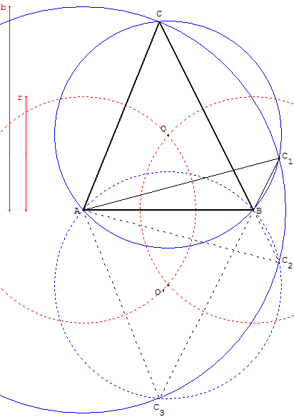 triangle connaissant deux côtés et le rayon du cercle circonscrit