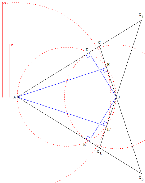 Triangle connaissant un côté et deux hauteurs