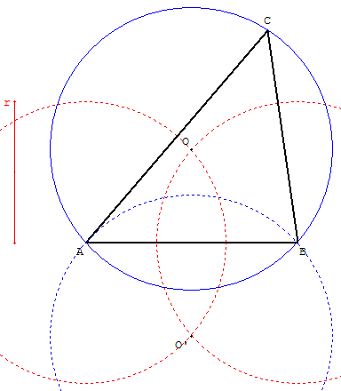 triangle connaissant un côté et le rayon du cercle circonscrit