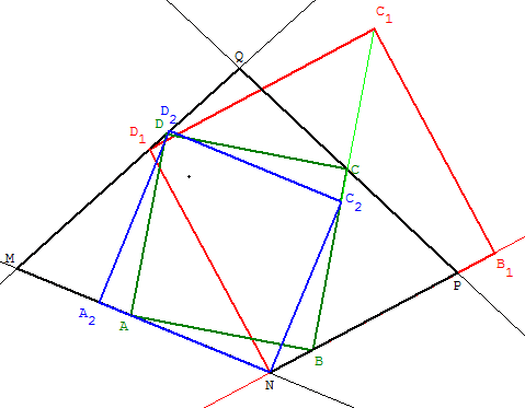 Carré inscrit dans un quadrilatere - Solution