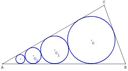 Cercles tangents, tangents aux deux côtés d'un triangle