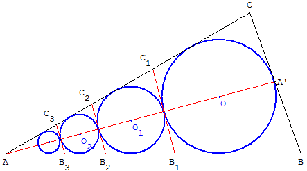 Cercles tangents, tangents aux deux côtés d'un triangle - Solution