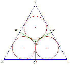 Trois cercles inscrits dans un triangle équilatéral