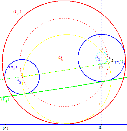 Cercle tangent à une droite et à deux cercles