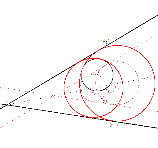 Cercle tangent intérieurement à deux droites et à un cercle