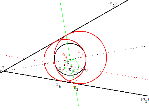 Cercle tangent extérieurement à deux droites et à un cercle